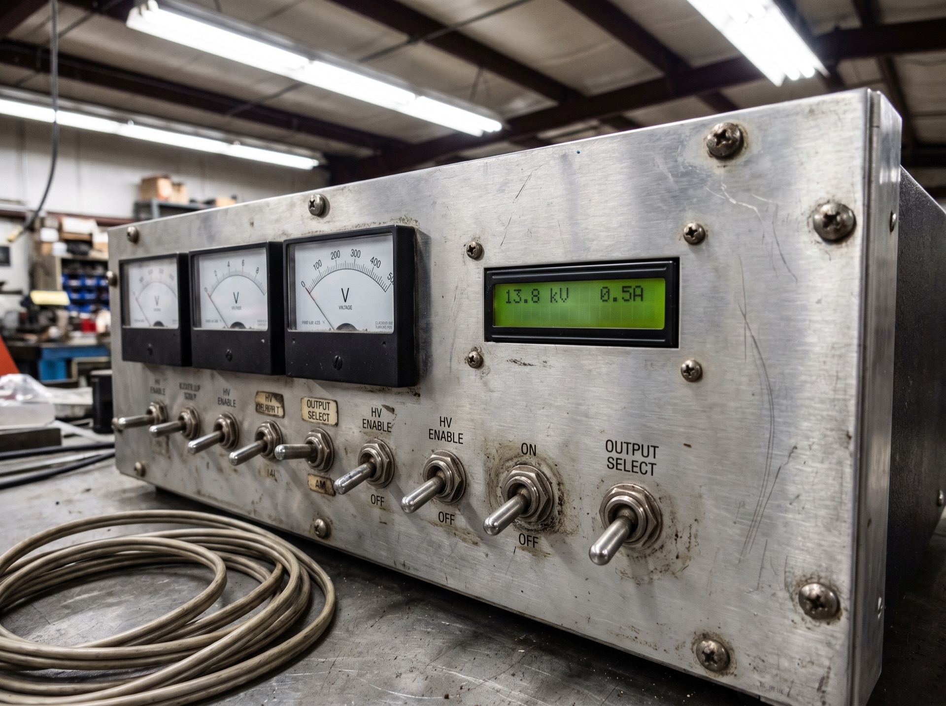 High-voltage test equipment control panel