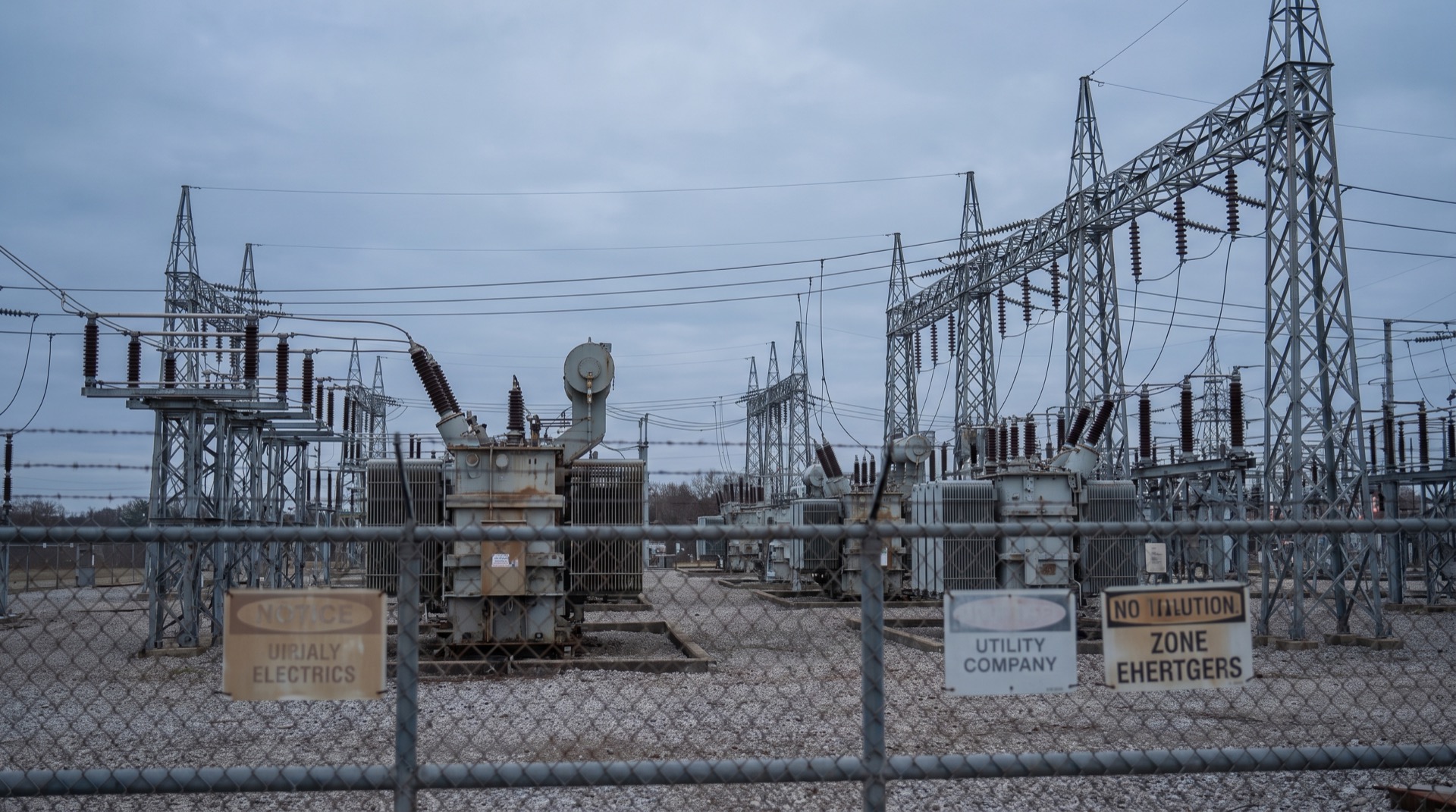 Substation at dusk
