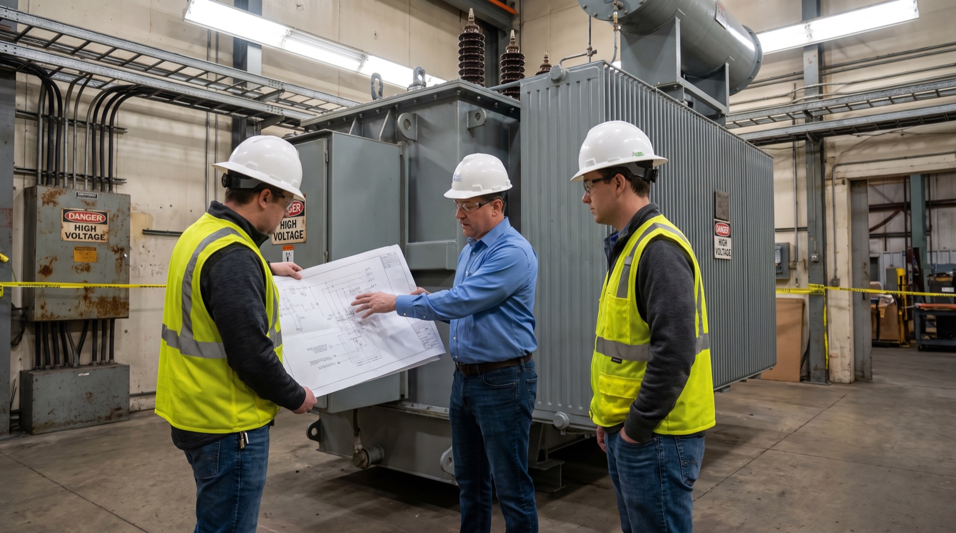 Engineering team reviewing a test program